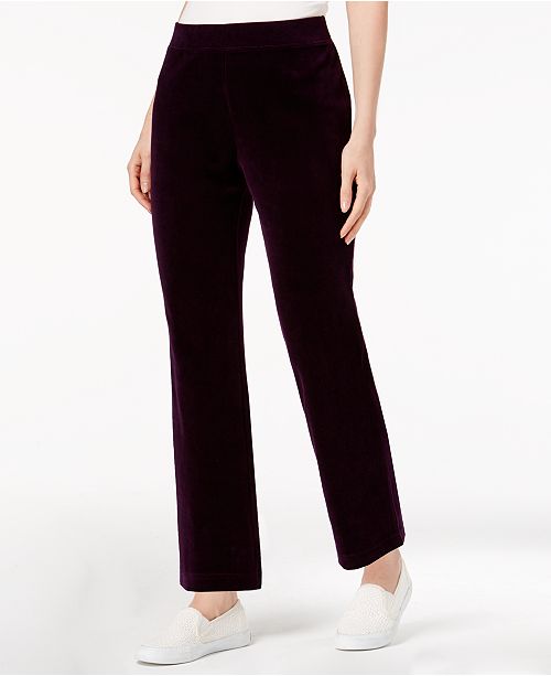 Karen Scott Petite Velour Pull-On Pants, Created for Macy's & Reviews ...