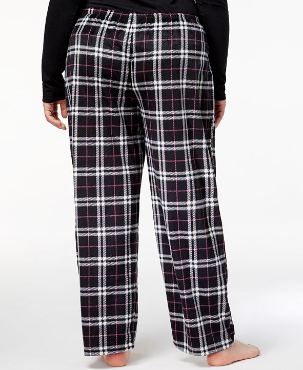 Hue Plus Size Snuggly Fleece Plaid Pajama Pants & Reviews - Bras ...