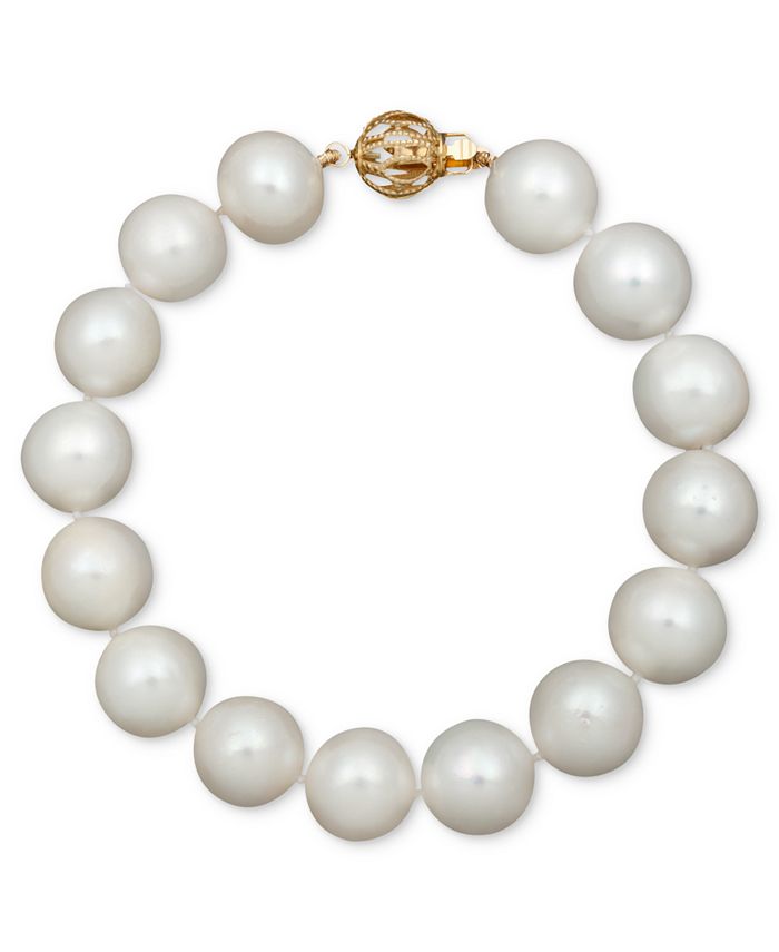 Belle de Mer - Pearl Bracelet, 7-1/2" 14k Gold A+ Cultured Freshwater Pearl Strand (11-13mm)