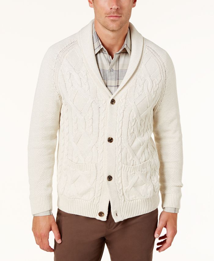 Tasso Elba Men's Crossed Cable-Knit Cardigan, Created for Macy's - Macy's