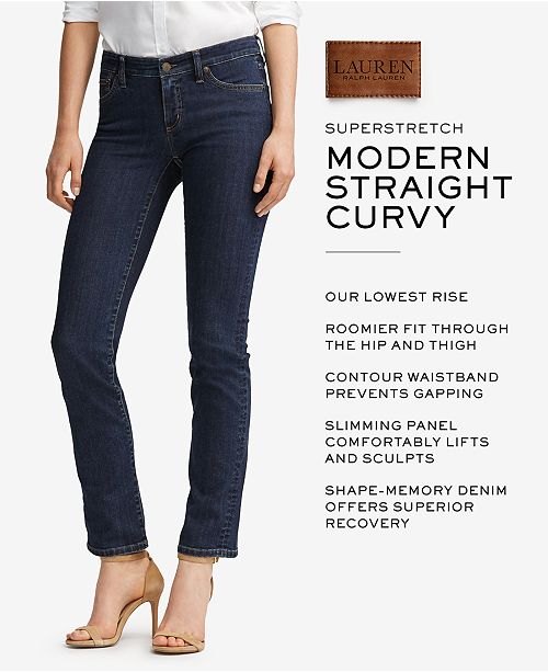 Lauren Ralph Lauren Super Stretch Modern Curvy Straight Jeans - Jeans ...