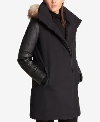 michael kors mixed media hooded puffer coat