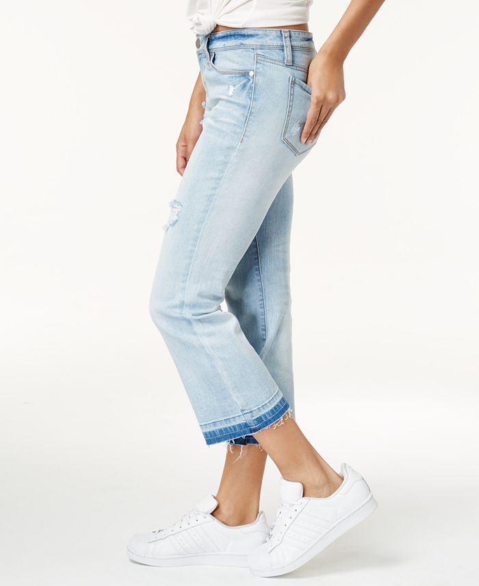 Dollhouse Juniors' Ripped Cropped Flare Jeans Macy's