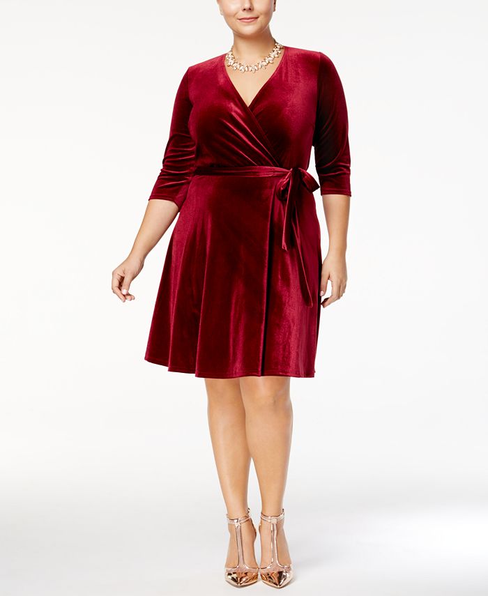 Love Squared Trendy Plus Size Velvet Faux-Wrap Dress - Macy's