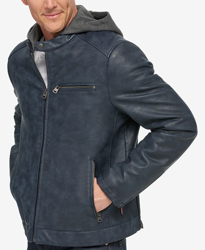 Levi's Men's FauxLeather Hooded Racer Jacket Macy's
