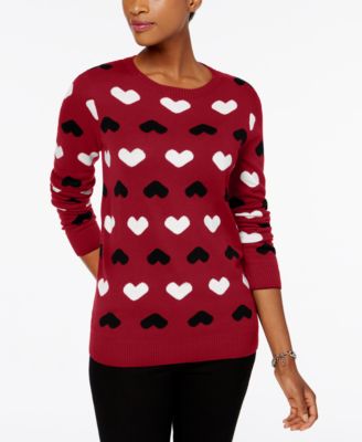 Charter Club - Petite Heart-Print Sweater