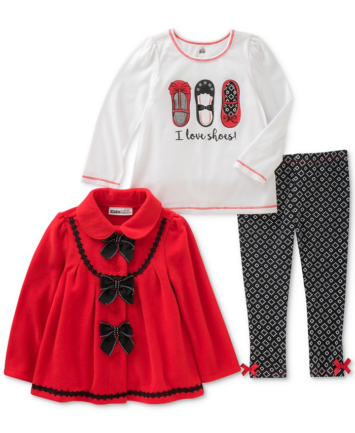 Kids Headquarters 3Pc. Fleece Jacket, TShirt & Leggings Set, Little