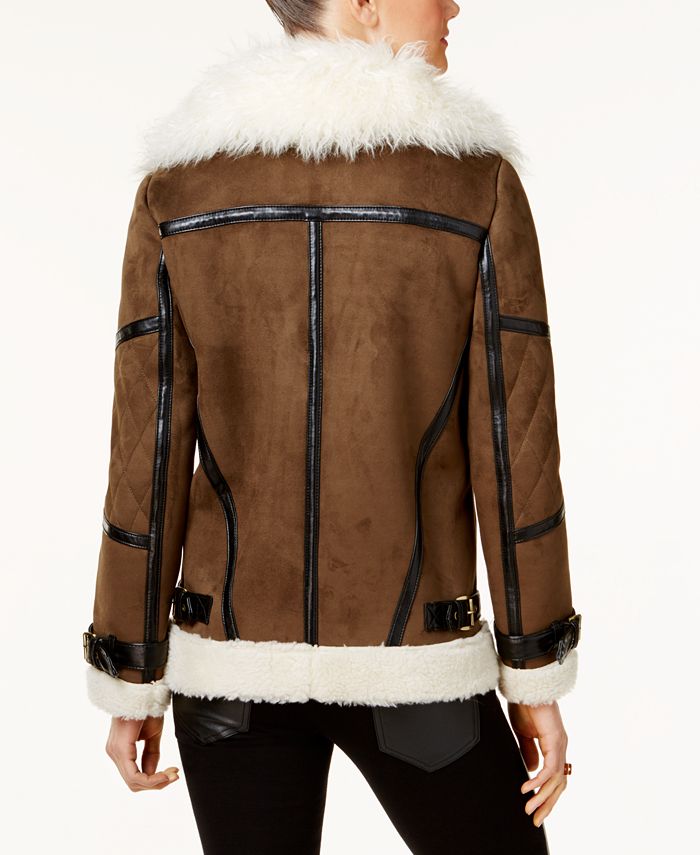 Michael Kors Faux-Shearling Coat - Macy's