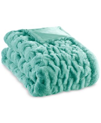 Ruched Reversible Faux-Fur Throw, 50" x 60"