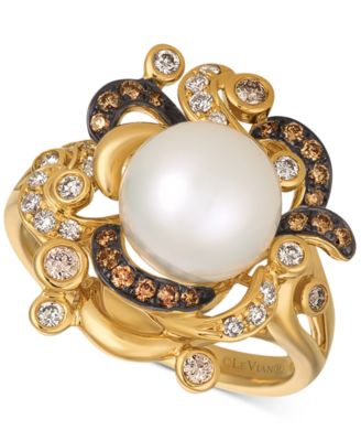 Le Vian - Cultured Freshwater Pearl (9-1/2mm) & Diamond (3/8 ct. t.w.) Ring in 14k Gold