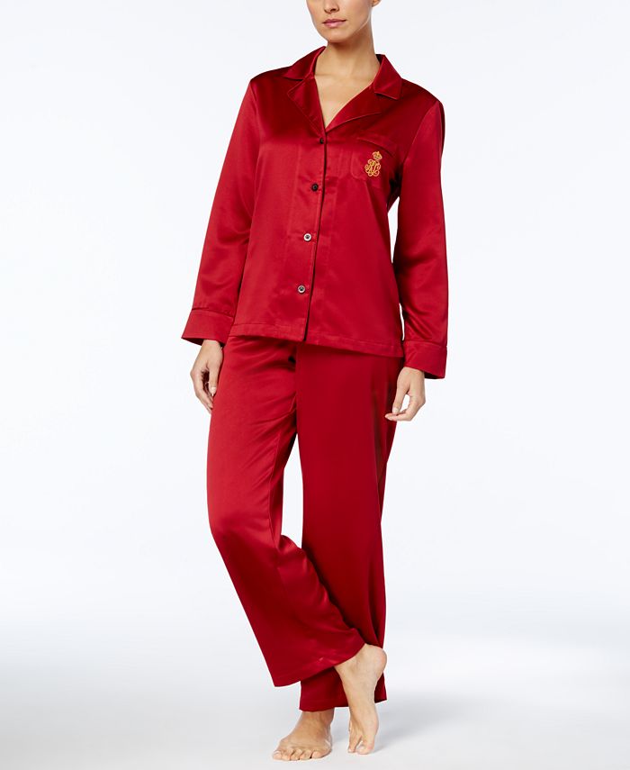 Lauren Ralph Lauren Satin Pajama Set & Reviews - Bras, Underwear & Lingerie  - Women - Macy's