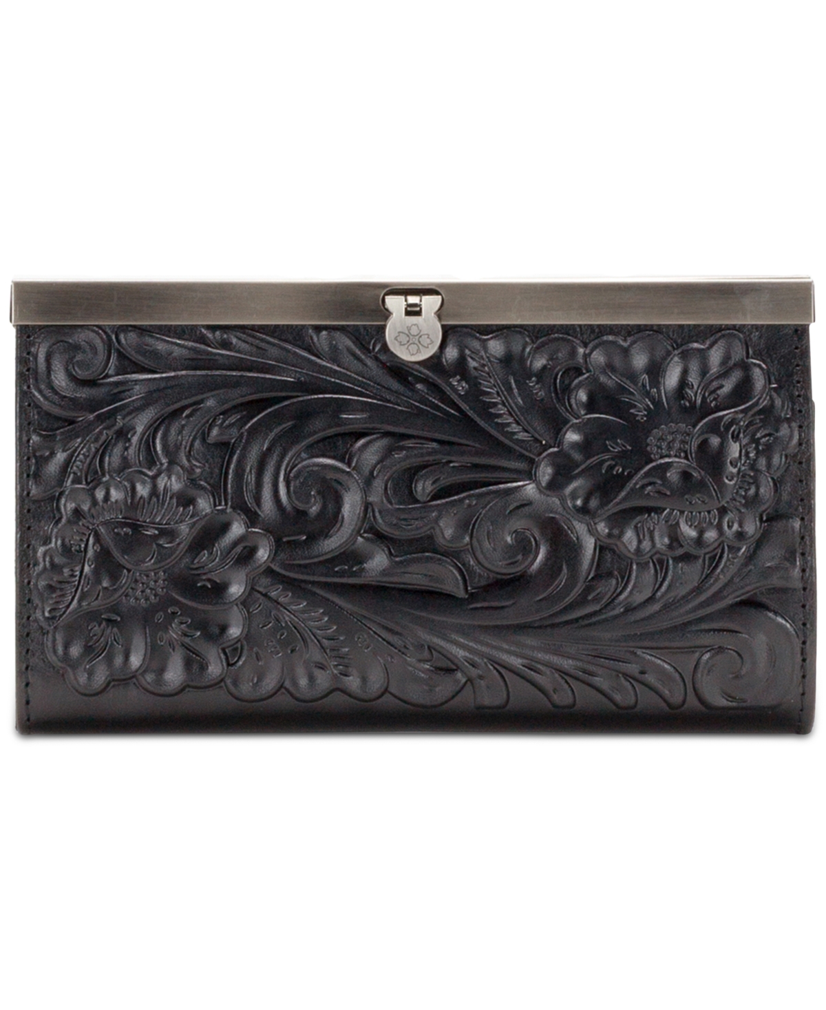 Patricia Nash Cauchy Tooled Leather Wallet In Black,silver