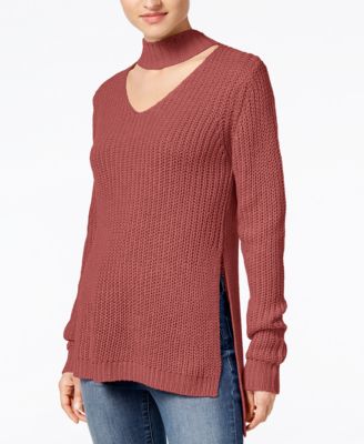 Planet Gold - Juniors' Cutout Turtleneck Sweater