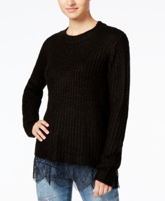 Ultra Flirt - Juniors' Lace-Trim Sweater