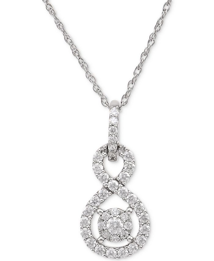 Macy's Diamond Twist Pendant Necklace (1/2 ct. t.w.) in Sterling Silver