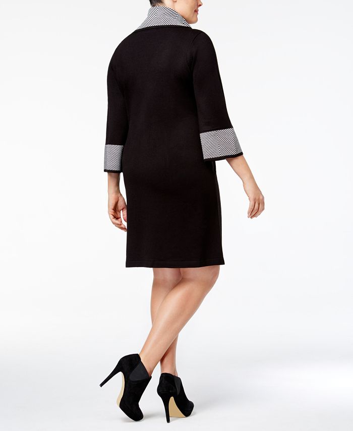 Jessica Howard PlusSize ZigzagTrimmed CowlNeck Sweater Dress Macy's