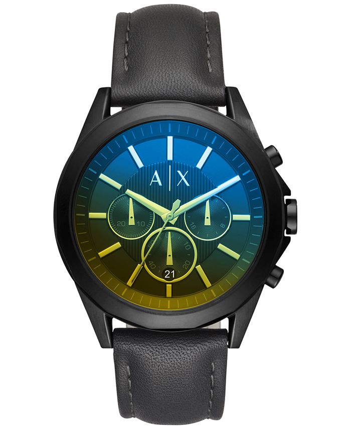 Armani Exchange AX Men's Chronograph Drexler Black Leather Strap Watch