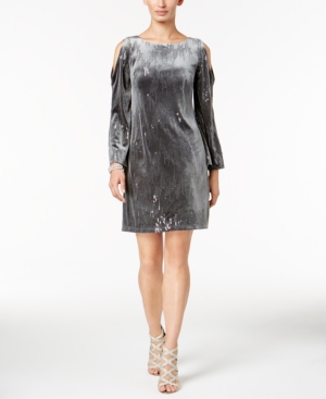 UPC 828659688888 product image for Jessica Howard Sequined Velvet Cold-Shoulder Dress | upcitemdb.com
