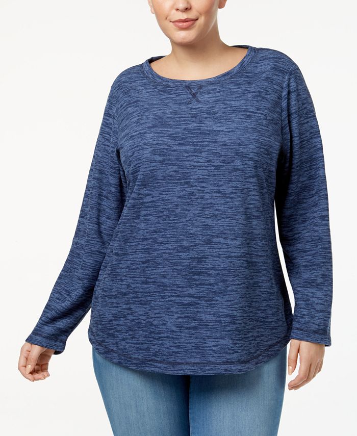 Karen Scott Plus Size Marled-Knit Sweatshirt, Created for Macy's - Macy's