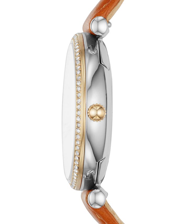 Fossil Women's Carlie Luggage Leather Strap Watch 35mm Macy's