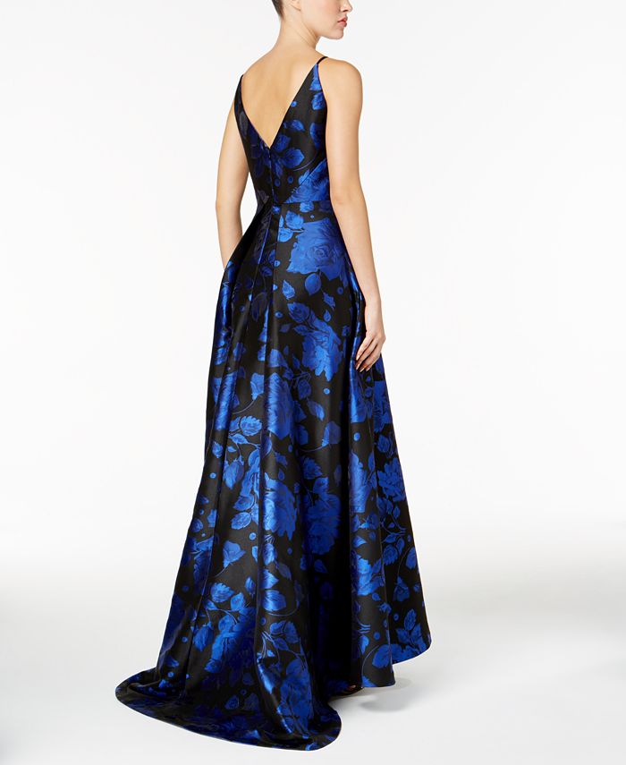 Calvin Klein V-Neck Floral-Print Gown - Macy's