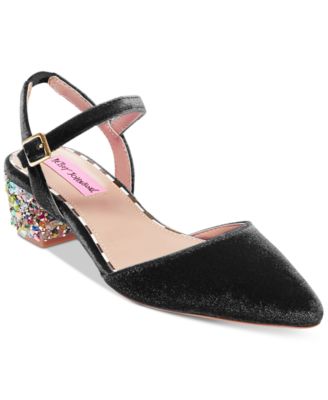 Betsey Johnson - Lena Velvet Block-Heel Pumps