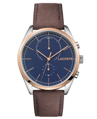 Lacoste - Men's Chronograph San Diego Brown Leather Strap Watch 44mm