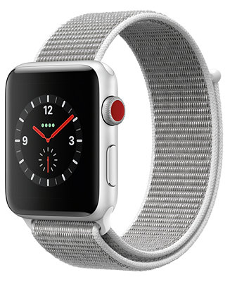 Apple Watch Series 3 (GPS + Cellular), 42mm Silver Aluminum Case with Seashell Sport Loop