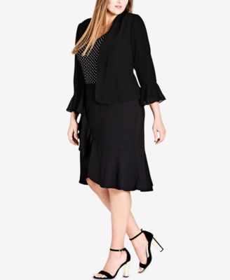 City Chic - Plus Size Draped Frill Jacket