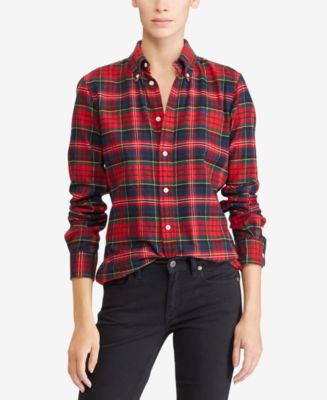Polo Ralph Lauren Classic-Fit Cotton Flannel Shirt & Reviews - Tops ...