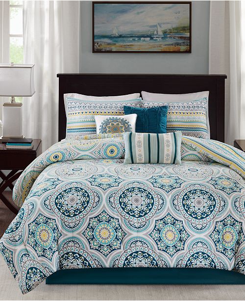 Madison Park Mercia 7 Pc Cotton Reversible Queen Comforter Set