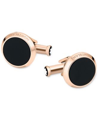 Men's Meisterstück Red-Gold Stainless Steel and Onyx Inlay Cuff Links