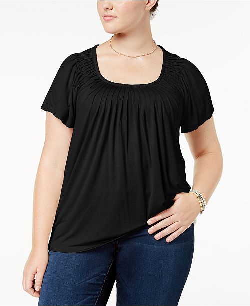 Style & Co Plus Size Pleated Top, Created for Macy's Tops Plus