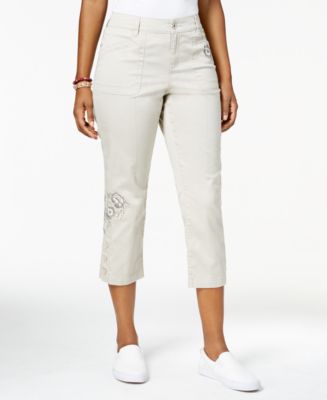 Style & Co Embroidered Capri Pants, Created For Macy's - Pants & Capris 