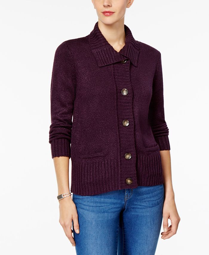 Karen Scott FoldoverCollar Marled Cardigan, Created for Macy's Macy's