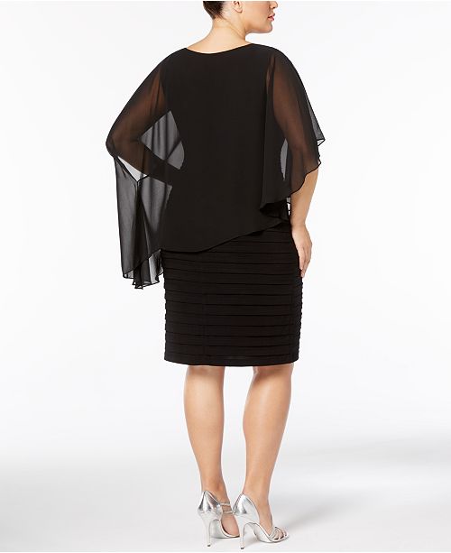 betsy and adam chiffon cape gown
