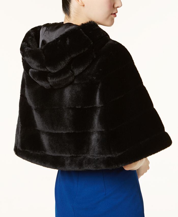 Betsey Johnson Hooded Faux Fur Cape Macy s