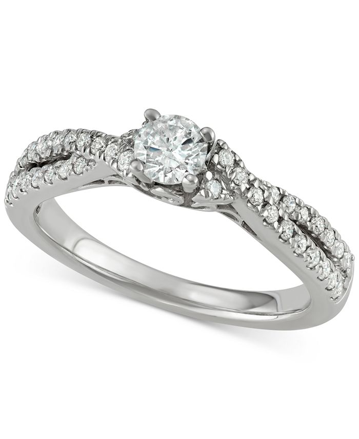Macy's Diamond Twist Engagement Ring (5/8 ct. t.w.) in 14k White Gold ...