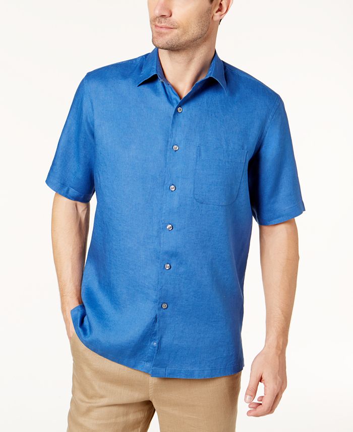 Tasso Elba Men's Linen Pocket Shirt, Created for Macy's - Macy's