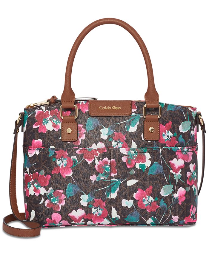 Calvin Klein Hudson Monogram Satchel Shoulder Bag Handbag Purse