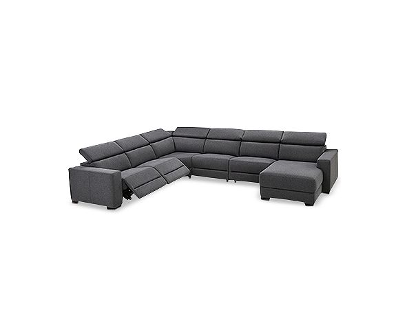 Furniture Nevio 6Pc. Fabric Sectional Sofa with Chaise, 2 Power
