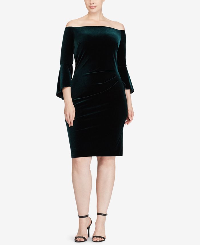 Lauren Ralph Lauren Plus Size Off-The-Shoulder Velvet Dress & Reviews -  Dresses - Women - Macy's