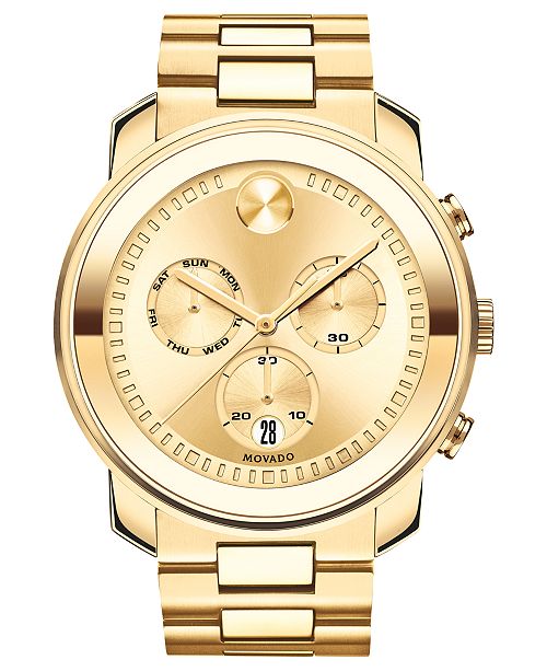 Movado Men S Swiss Bold Gold Tone Stainless Steel Bracelet Watch