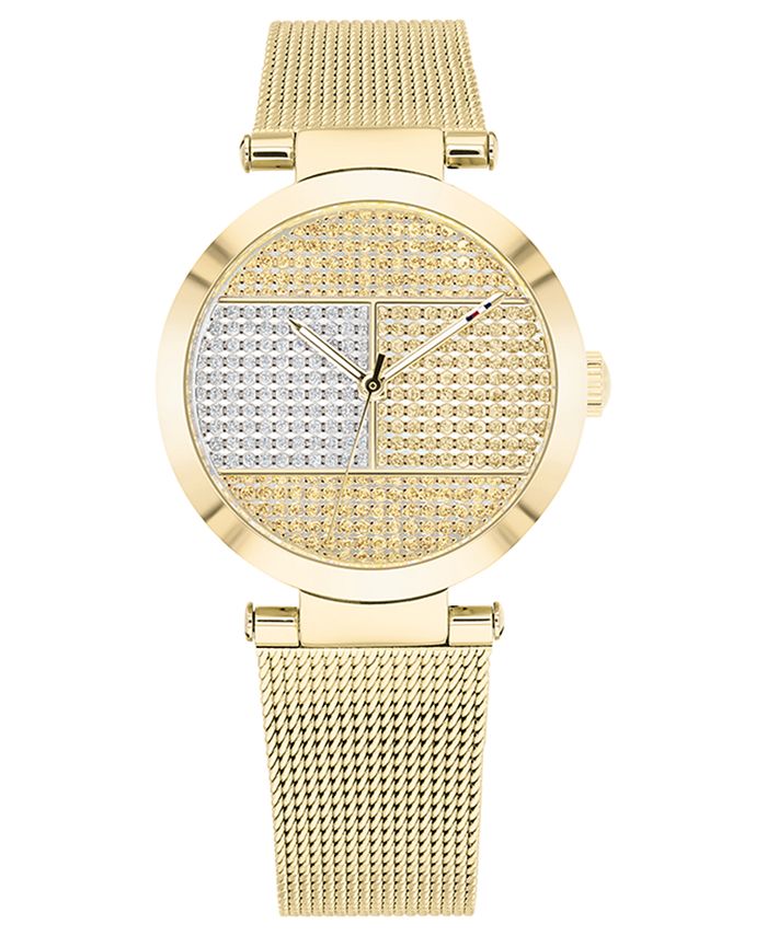 Tommy Hilfiger Women's Gold-Tone Stainless Steel Mesh Bracelet Watch ...