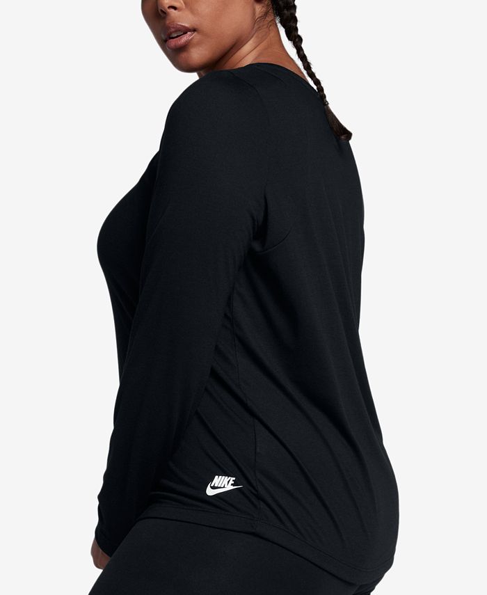 Nike Plus Size Sportswear Essential Long-Sleeve Top & Reviews - Tops ...