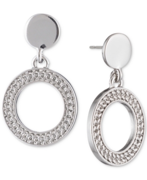 image of Dkny Textured Drop Hoop Earrings, Created for Macy-s
