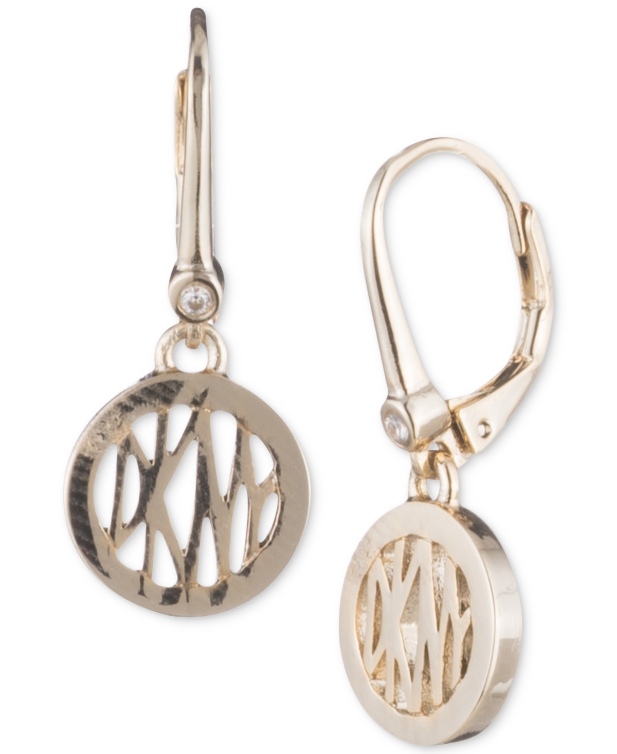 Logo Circle Drop Earrings - Gold
