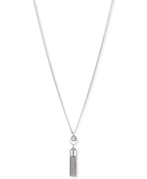 image of Dkny Logo Crystal Tassel Pendant Necklace, Created for Macy-s