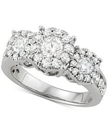 Diamond Triple Halo Cluster Ring (2 ct. t.w.) in 14k White Gold