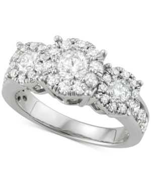 image of Diamond Triple Halo Cluster Ring (2 ct. t.w.) in 14k White Gold